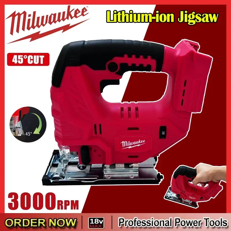 Milwaukee 18V Battery Brushless Jig Saw 0-45º Settings Electric Jigsaw Woodworking Tool Power Tools