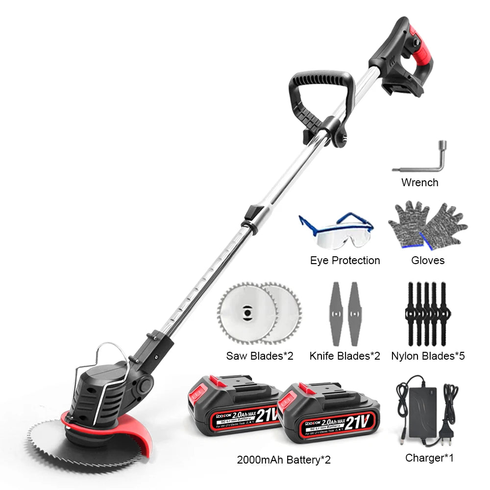 Makita Compatible 18V JV 1600W Rechargeable Lawn Mower Electric Cordless Grass Trimmer Manual Brush Cutter For Makita 21V Battery Gardening Tools