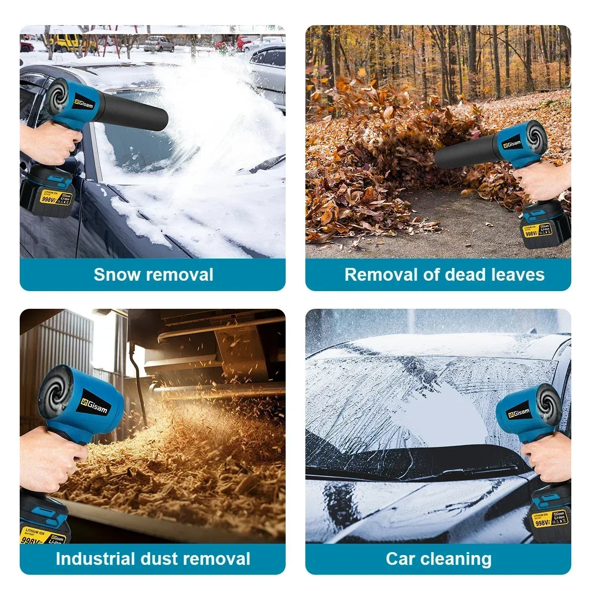 Makita Compatible 18V Gisam 300000RPM 400M/S Brushless Electric Turbo Blowers Jet Fan Handheld Leaf Blower Dust Blowing for Makita 18V Battery Pins