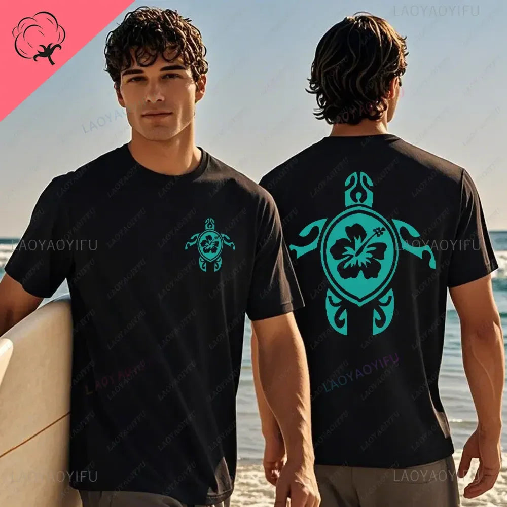 Hawaiian Traditions North Shore JV Printed Hawaii Surfing Men Women White High Qulaty Cotton T-shirt Comfortable Beach-style Surf Tee Tops