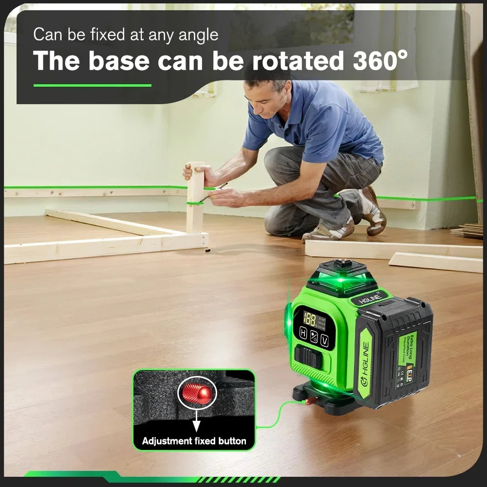 HGLINE JV 4D 16 Lines Professional Laser Level 4x360° Cross Horizontal Vertical Levels Machine APP Remote Control Laser Level Tool