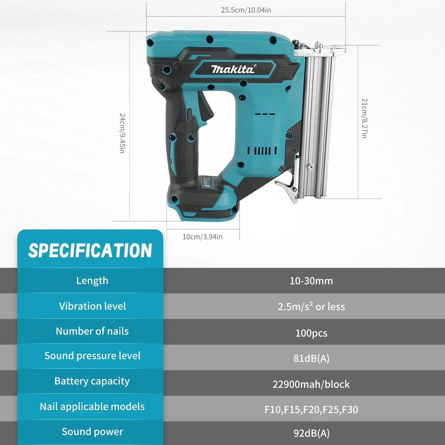 Makita 18V 10-30mm Nail Gun