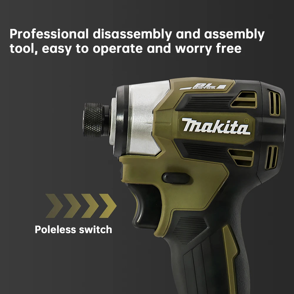 Makita 18V DTD173 Brushless Drill Green Electric Power Tool for Home Improvement DIY 180Nm Torque for Wood Bolts T-Mode