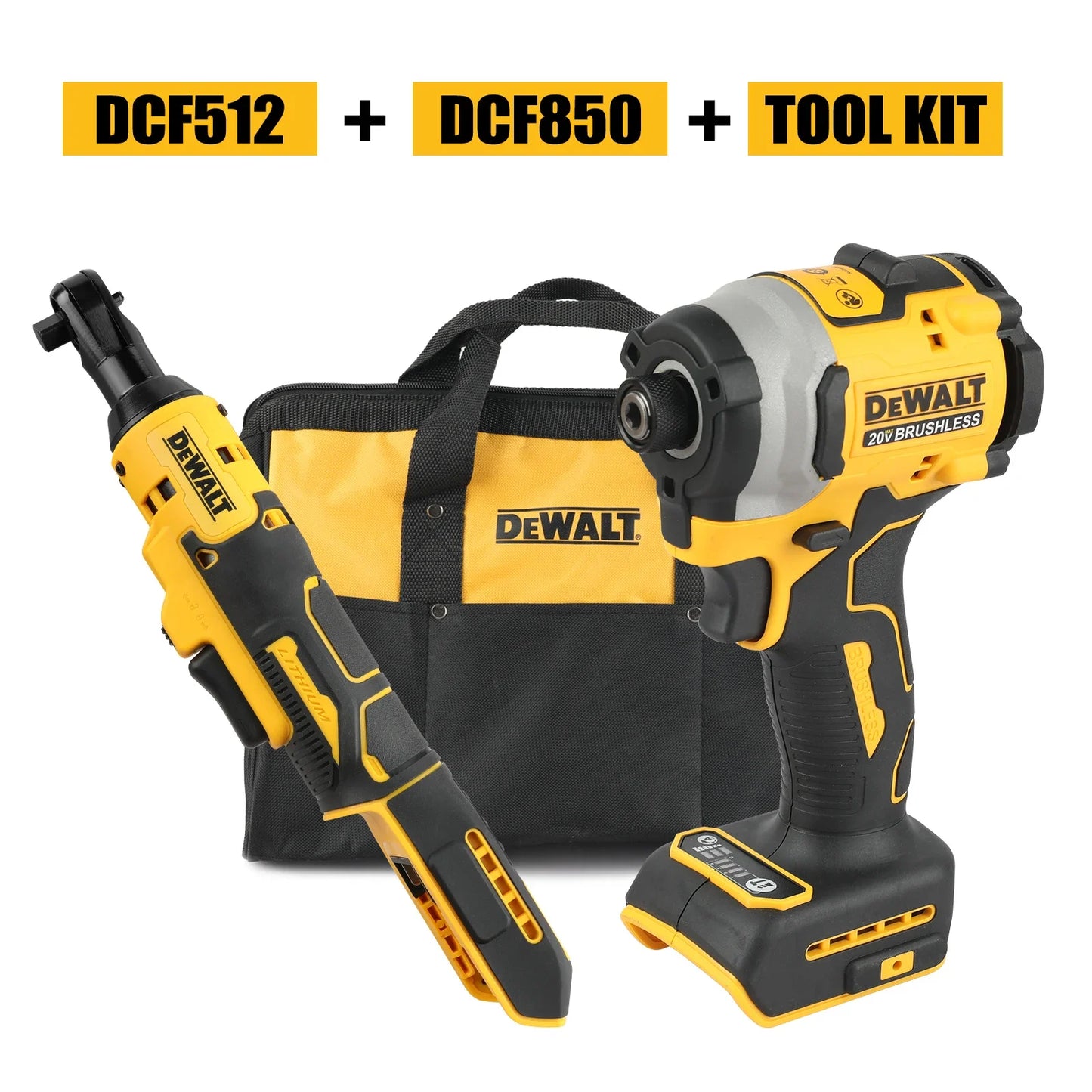 DEWALT DCF850 Driver and DCF512 Ratchet 18V 20V Max with bag combo kit