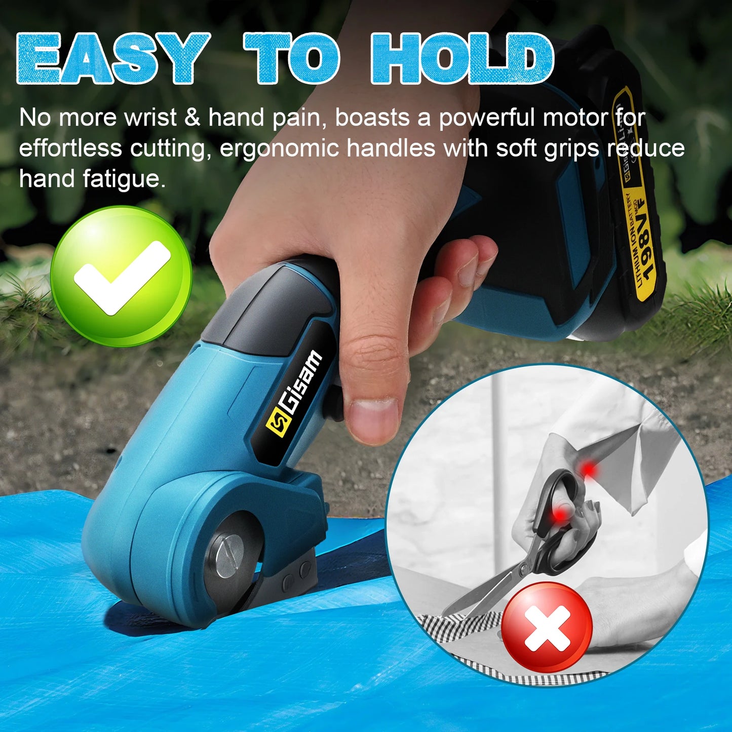 Makita Compatible 18V Gisam Cordless Carpet Scissors Multi Functional Pruner Round Knife Cutting Cloth Scissors Power Tool For makita 18v battery pins