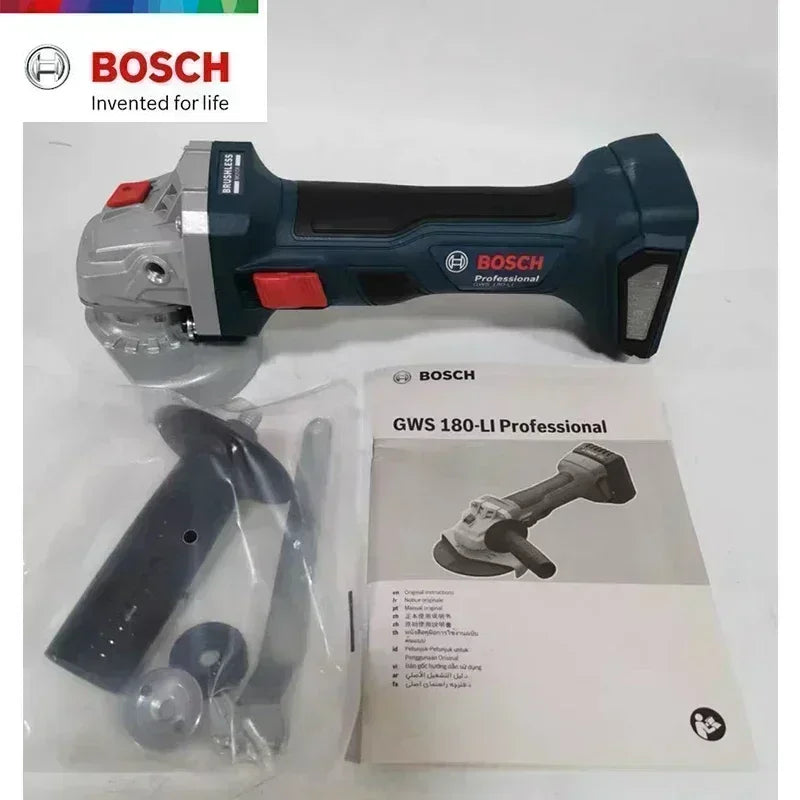 BOSCH GWS 180-LI 18V Grinding Cordless Angle Grinder Brushless Motor 100MM Rechargeable Portable Cutting Machine Polisher GWS180