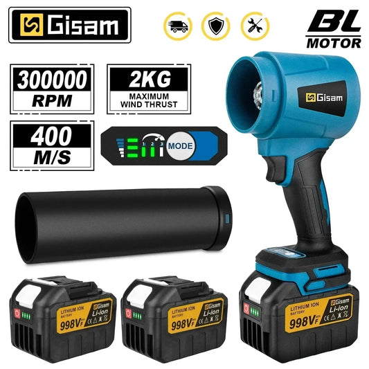 Makita Compatible 18V JV Gisam 300000RPM Brushless Electric Turbo Blowers Jet Fan 400M/S Handheld Leaf Blower Dust Blowing for Makita 18V Battery Pins