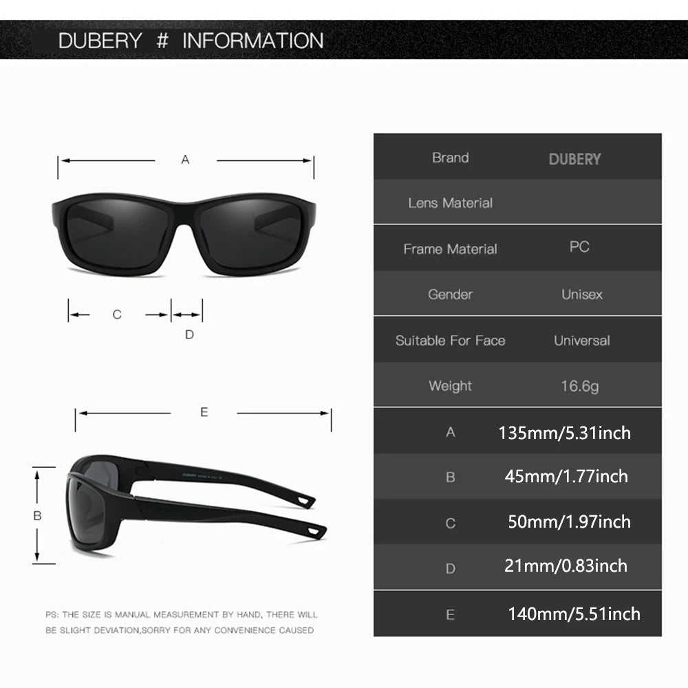 DUBERY JV Full Rim Polarized Fashion Sunglasses For Men And Women 12 Colors Model 227