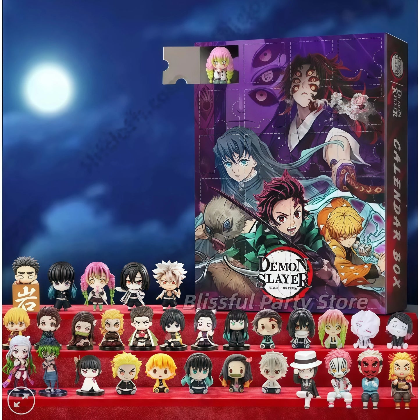 Demon Slayer Advent Calendar JV Cartoon Action Figure Christmas Countdown Calendar 2D Anime PVC Peripheral Children's Toy Gift
