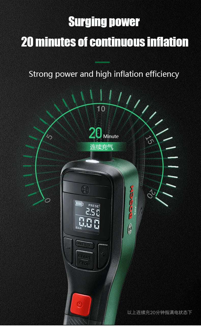 Bosch Cordless Compressed Air Pump Rechargeable Electric Pump 3.6V Portable Tire Inflatable Pump For Bicycle Car Motorcycle Ball