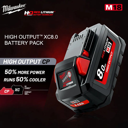 Milwaukee Original 18V Battery M18 8.0Ah 15-Cells Li-ion Charger Rechargeable Battery
