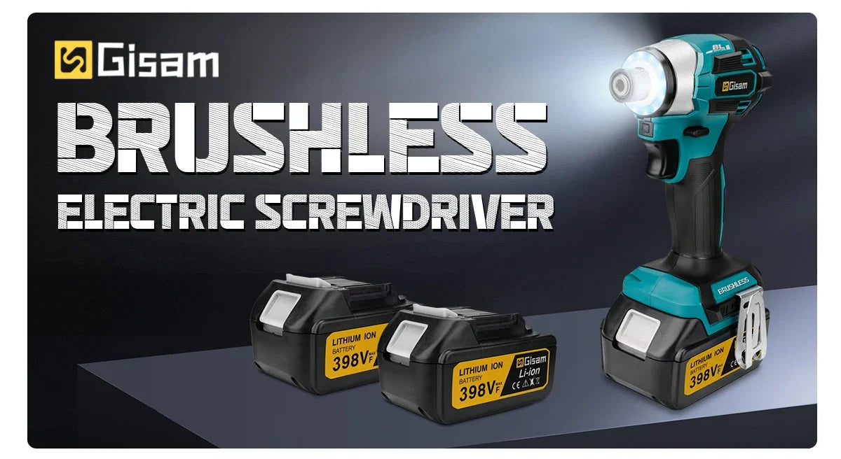 Makita 18V compatible Gisam 688N.m 1/4'' Brushless Electric Screwdriver Cordless Screwdriver Electric Drill Impact Driver Kit for Makita 18V Battery Pin