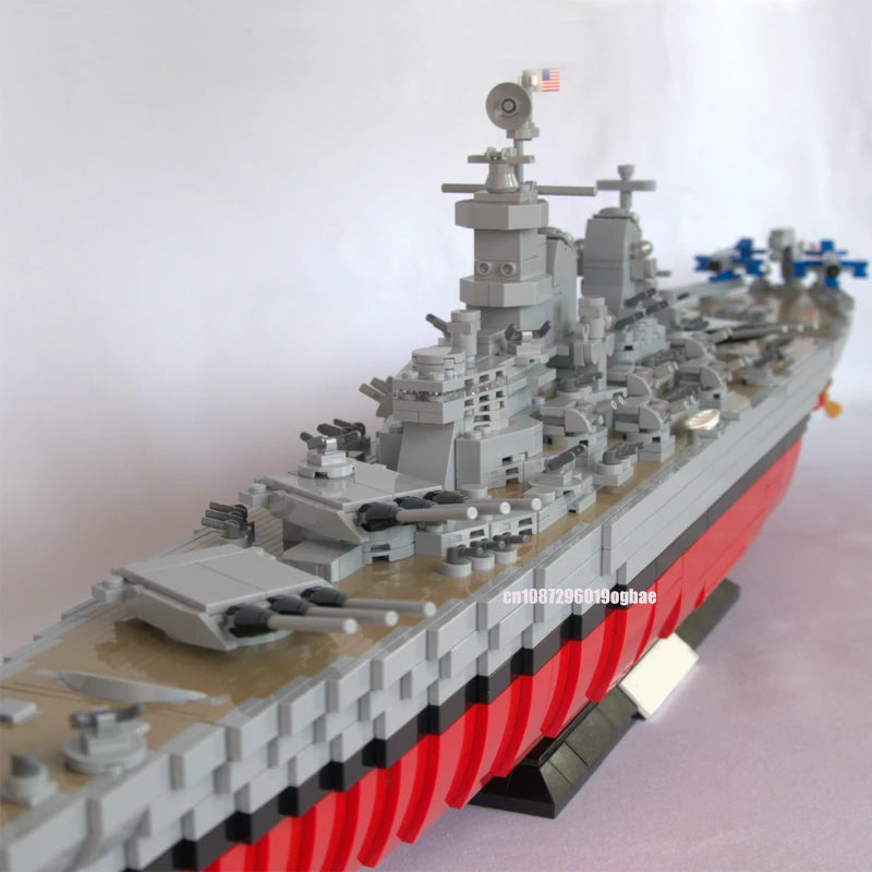 Missouri JV 3306PCS WW2 Military MOC 1:300 scale Iowa-Class Battleship USS Missouri warship Model DIY creative ideas Toy AssemblyPuzzle Gift