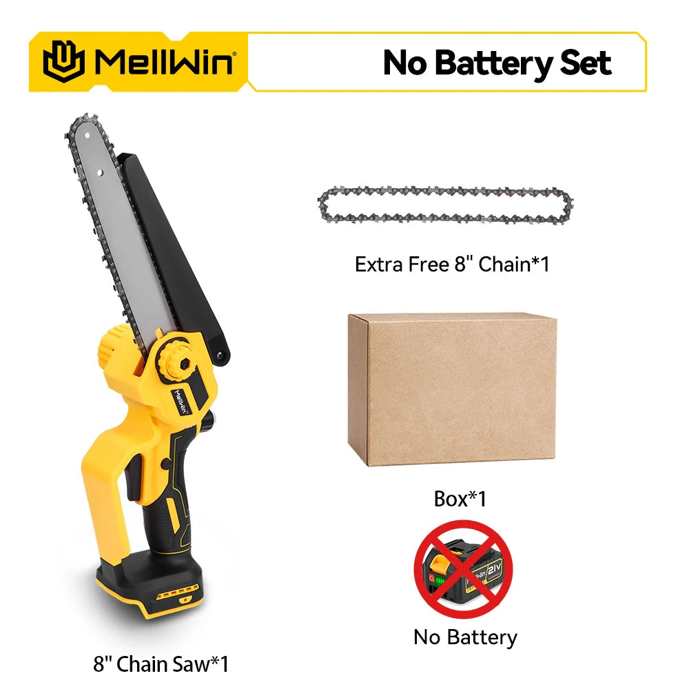 Makita Compatible 18V MELLWIN 4500W 8 inch Brushless Electric Pruning Saw Cordless Rechargeable Woodworking Saw Power Tool For Makita 18V Battery Pin