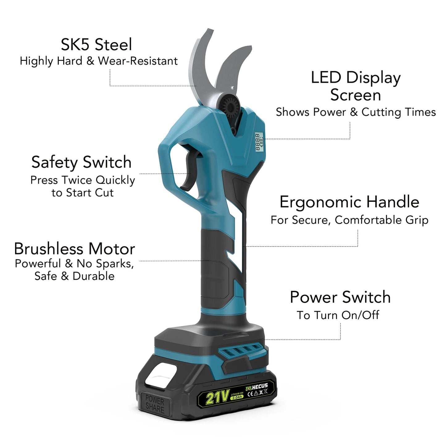 Makita Compatible 189V JV Gisam 40mm Brushless Electric Pruner Shear 2Gear Cordless Fruit Tree Bonsai Pruning Electric Scissors For Makita 18V Battery Pin