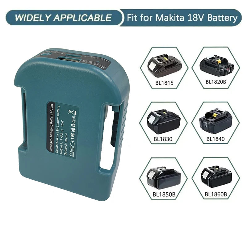 Makita Compatible 18V With USB With Type-C Battery Holder For Makita 18V Battery BL1840 BL1850 BL1860 Charger Adapter Charging