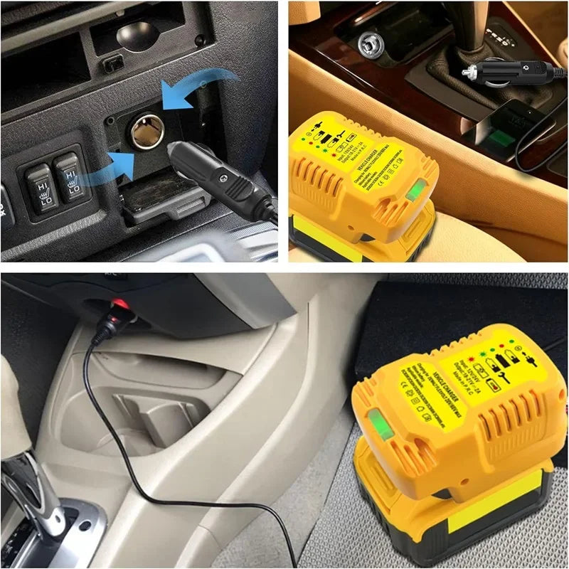 Dewalt compatible JV Cigarette Lighter 12V Plug Mini Charger For Dewalt 18V 20V Lithium Battery Portable Vehicle Charger for DCB200 DCB203 DCB205