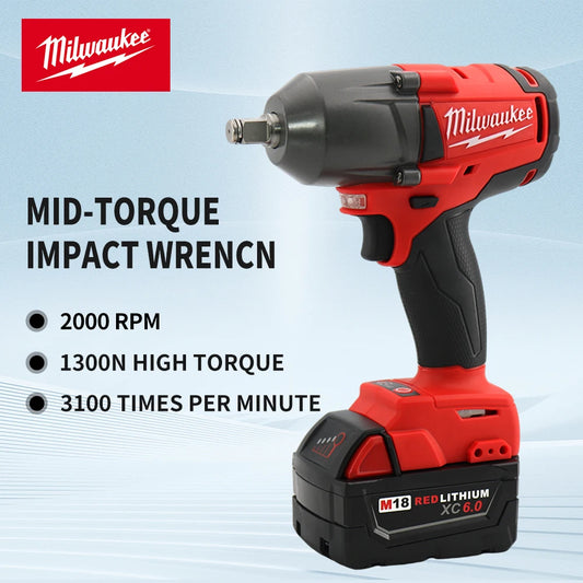 Milwaukee 18V 1300Nm 1/2inch impact Wrench High Torque High Quality Modern Tools Renovations & Repairs Portable 1/2inch Power Wrench High-Intensity Impact