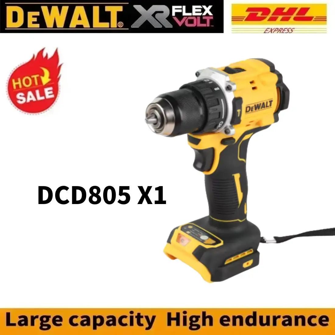 DEWALT Drill and Battery Combo 18V 20V Max Lithium Battery 20V Rechargeable Brushless Compact Electric Screwdriver Hand Drill Impact Drill DCD805