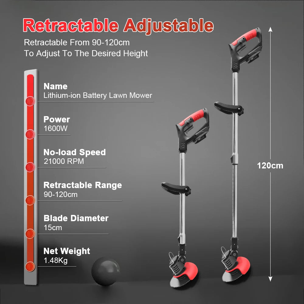 Makita Compatible 18V JV 1600W Rechargeable Lawn Mower Electric Cordless Grass Trimmer Manual Brush Cutter For Makita 21V Battery Gardening Tools