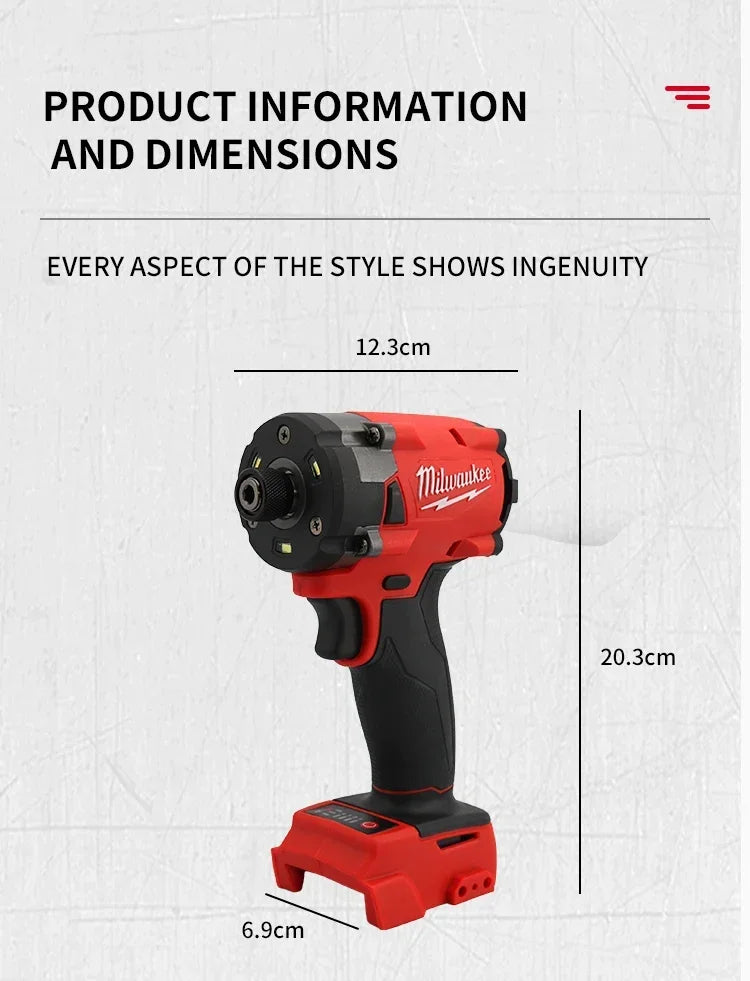 Milwaukee 18v brushless impact driver High efficiency torque lithium battery impact driver electric power tool