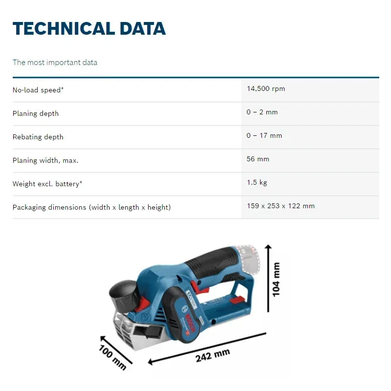 Bosch GHO 12V-20 Cordless Planer Household Multi-Function Electric Planer BOSCH 12V Rechargeable Portable Woodworking Planer