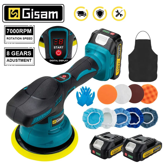Makita Compatible 18V Gisam Cordless Car Polisher 8 Gears Digital Display Electric Polisher Auto Car Polishing Waxing Machine For Makita 18V Battery
