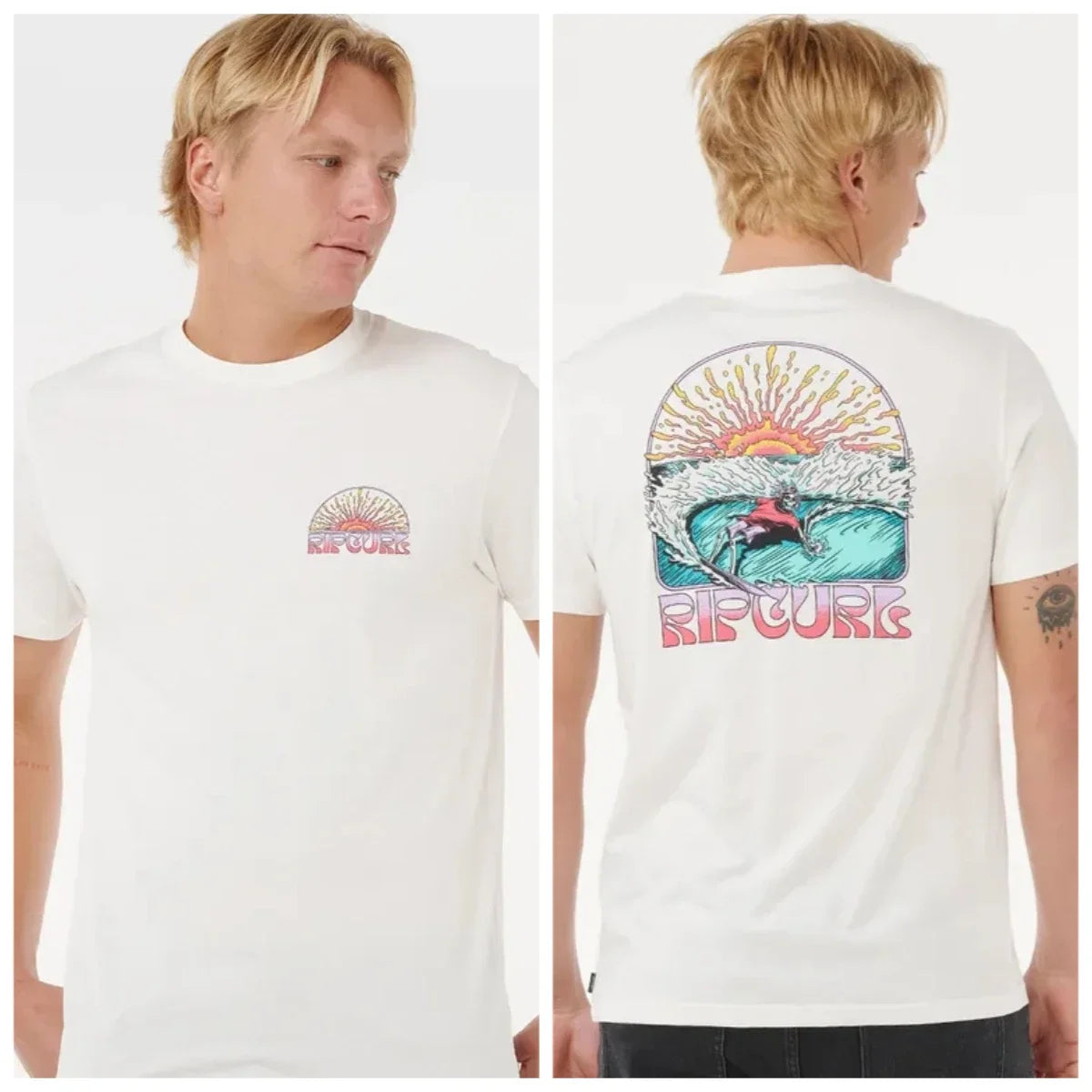 Rip Curl JV Printed New Summer Men's T-shirt Short-sleeved Outdoor Sports Surfing Short-sleeved Sports Fitness Comfortable T