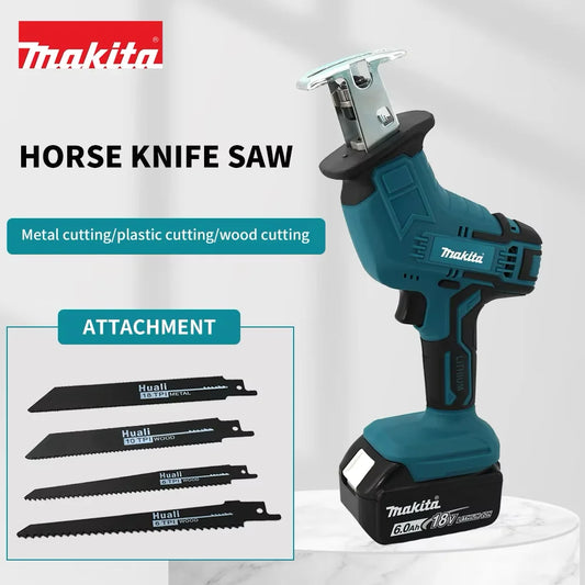 Makita-18V, ML-505 Brushless Cordless Reciprocating Saw, Portable Electric Chain Saw for Wood, Metal Pipe Cutting, Power Tool,