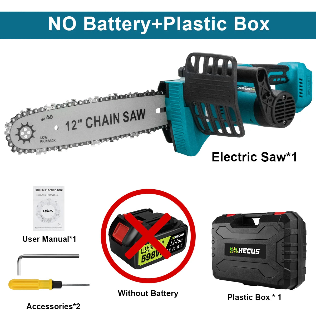 Makita Compatible 18V Gisam 12 Inch Brushless Electric Chain Saw With Oiler Cordless Handheld Chainsaw Graden Pruning Saw Power Tools for Makita 18V Battery