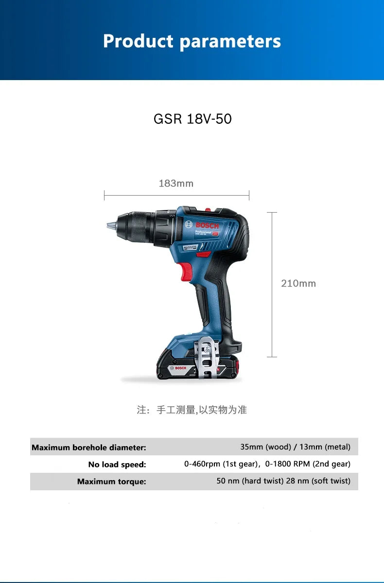 BOSCH GSR 18V-50 Brushless Cordless Drill Driver 18V Professional Power Tools Bosch Original Electrical Screwdriver GSR18V-50