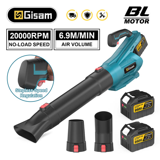 Makita Compatible 18V Gisam 2000W Brushless Electric Air Blower Cordless Leaf Blower Leaves Snow Dust Cleaning Tool Fit For Makita 18V Battery Pins