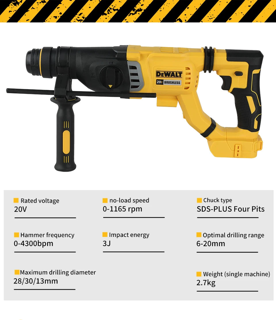 DEWALT DCH263 18V - 20V Max Brushless Wireless Hammer SDS Handle in D Rotary Electric Hammer Concrete Wall Drill Hole Power Tools