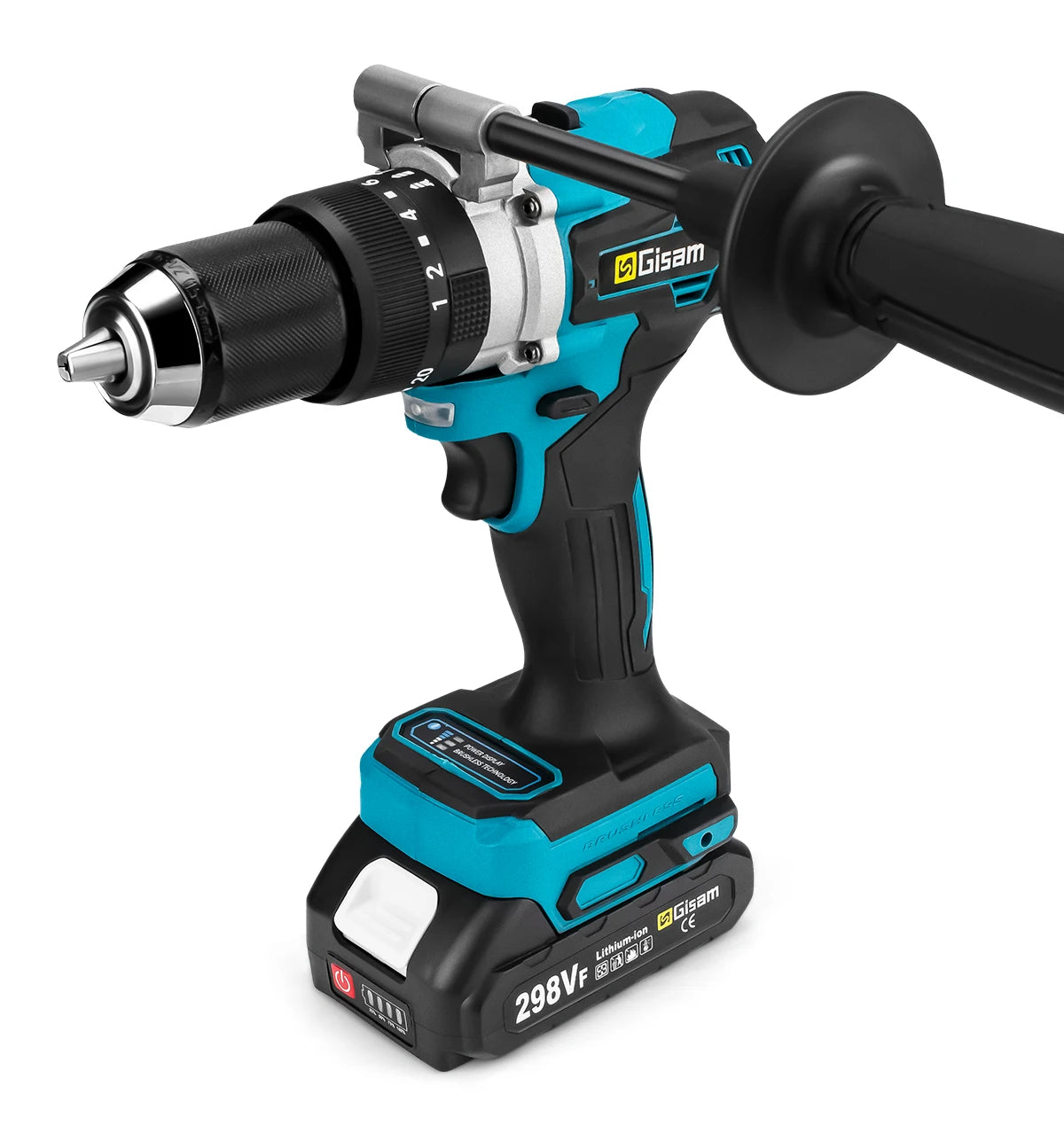 Makita Compatible 18V Gisam 650NM Brushless Electric Impact Drill 13MM Chuck Driver Cordless Electric Screwdriver Tool for Makita 18V Battery Pins