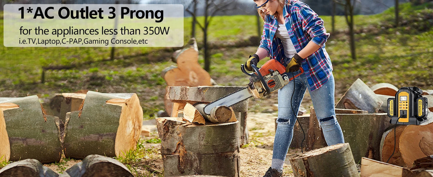 DeWalt Compatible 18V 20V Max JV 350W Output Portable Inverter for Dewalt 20V Max Battery Power Supply Source to AC 120V/220-230V Converter for Camping Emergency