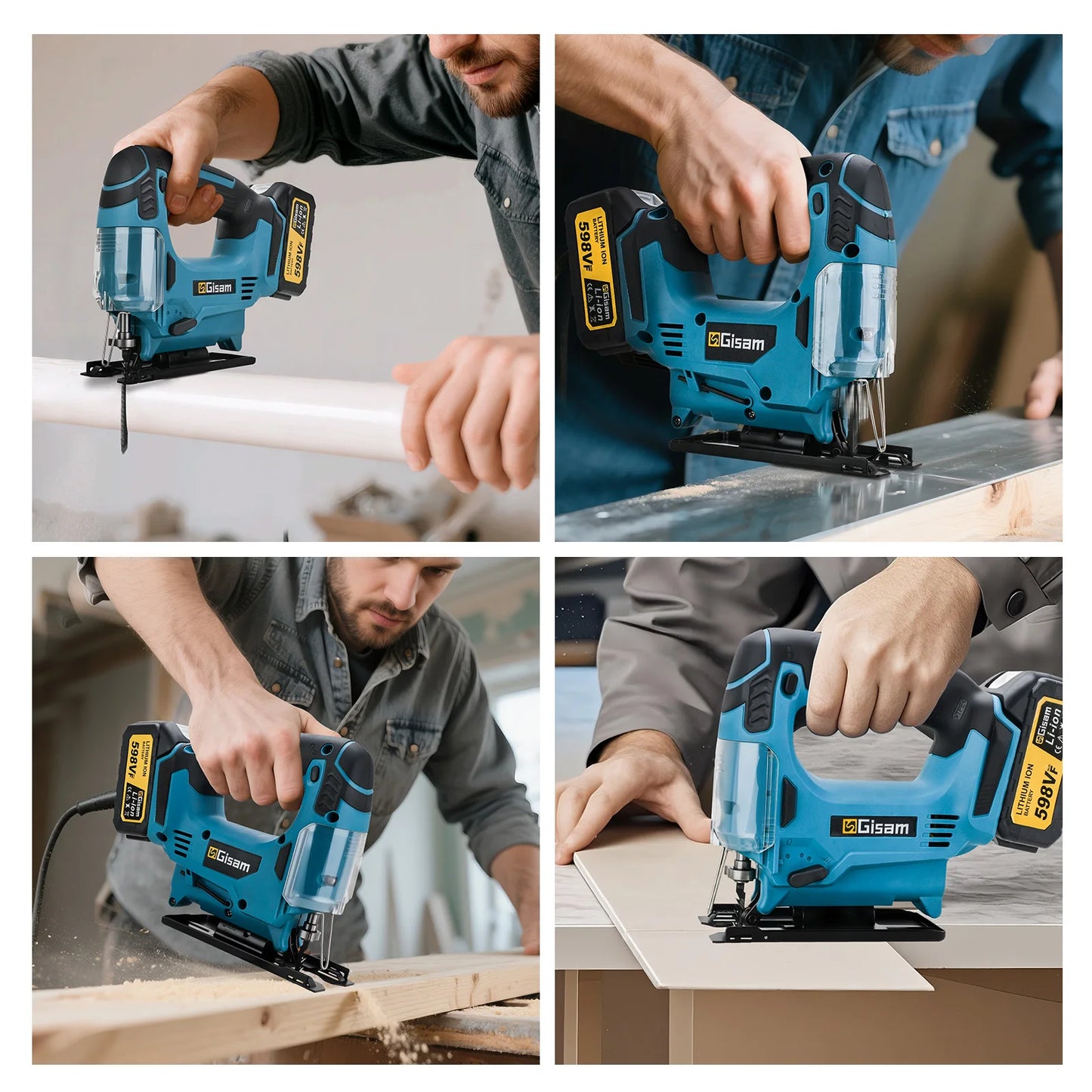 Makita Compatible 18V Gisam 26mm Electric Jigsaw Portable Cordless Saw Multi-Function Wood Cutting Woodworking Machines For Makita 18V Battery pin