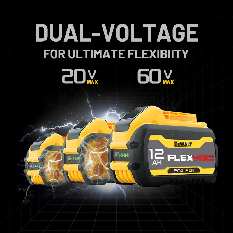DeWalt original 12Ah 18V/20V-60V Flex Volt battery - 1Pk, 2Pk, 3Pk, 4Pk and Charger options