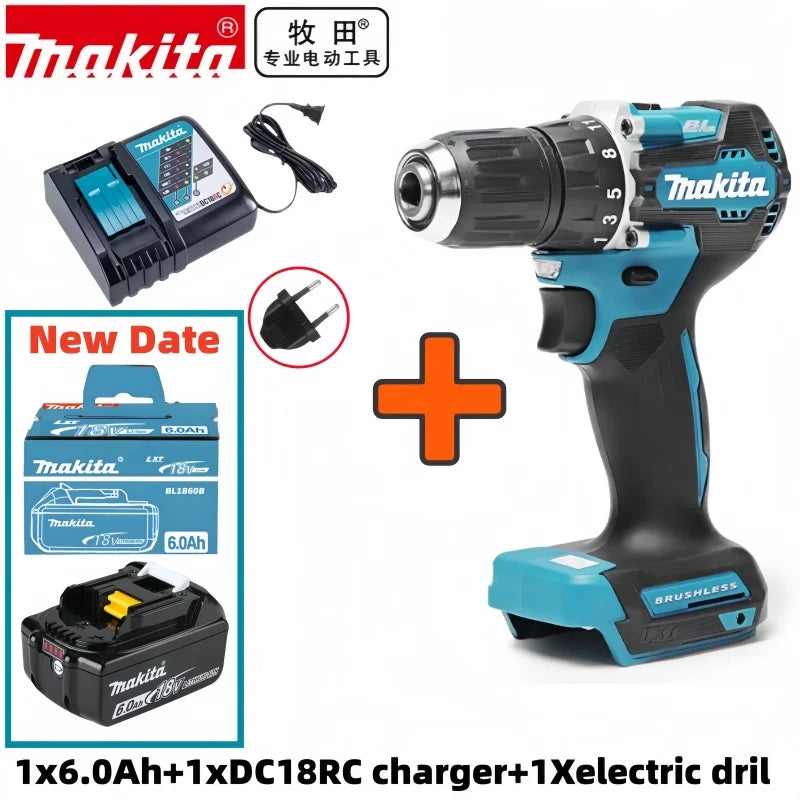 Makita Original 18V DDF487 and battery Combos Cordless Driver Drill Brushless Electric Impact Screwdriver 18V Rechargeable Power Tool