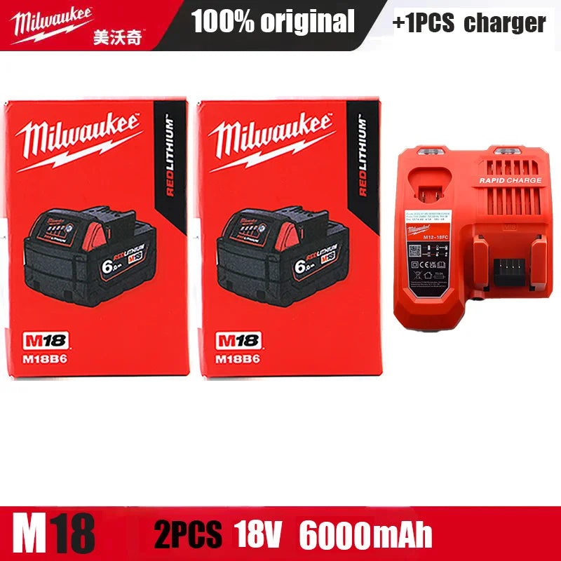 Original Genuine Milwaukee Battery M18B6 6.0Ah 48-11-1860 48-11-1850 M18 Tool Lithium in Original Packaging