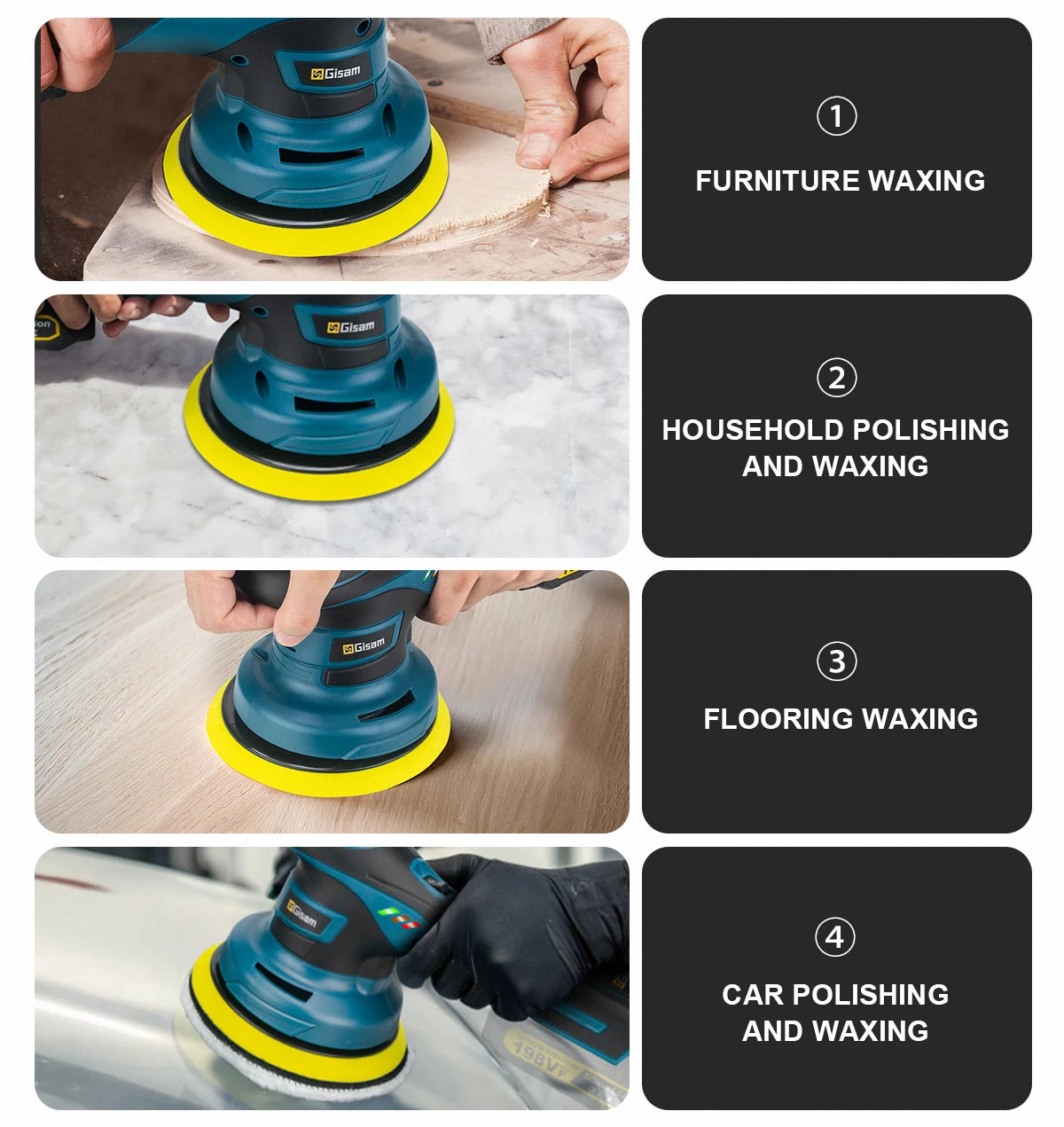 Makita Compatible 18V JV Gisam Brushless Car Polisher 6Gears Adjustment Wireless Car Polishing Machine Electric Polish Tool For Makita 18v Battery Pins