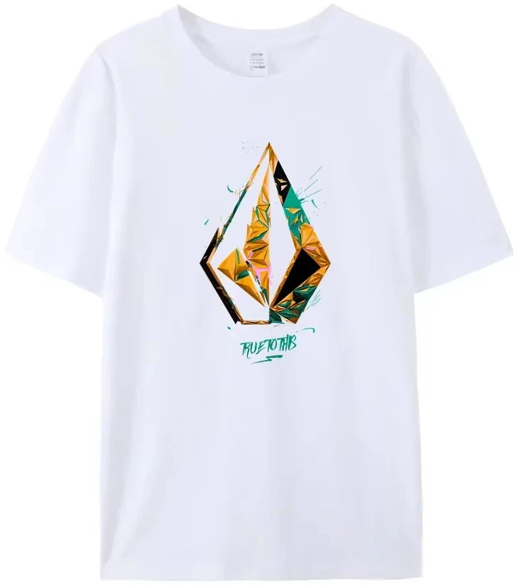 Volcom JV Printed Men Women Cotton T-shirt Luxury Brand Fashion Big Size Top Casual Short Sleeve Streetwear Classic Print Loose Tee 2025