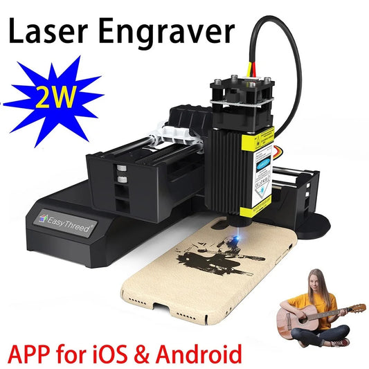 Easythreed JV Mini Portable Laser Engraver Diy Bluetooth Machine Painted Toy Tag Paper Leather Wooden Plastic Logo CNC Machine EU