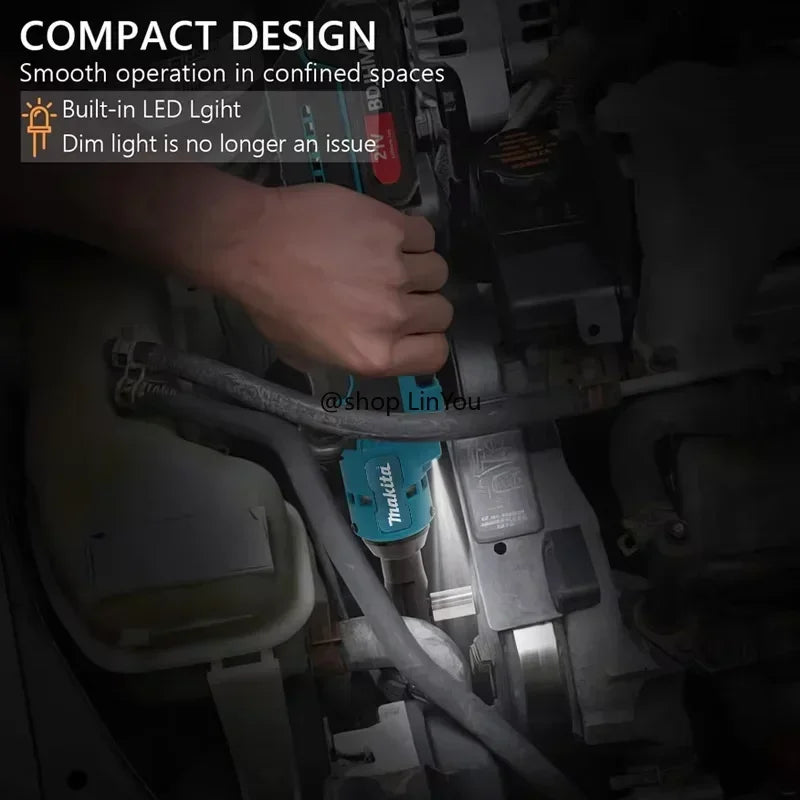 Makita 18V 1/2 or 3/8 Brushless Ratchet Right Angle Wrench Cordless Driver Multifunction Variable Speed Power Wrench LED Power Tools