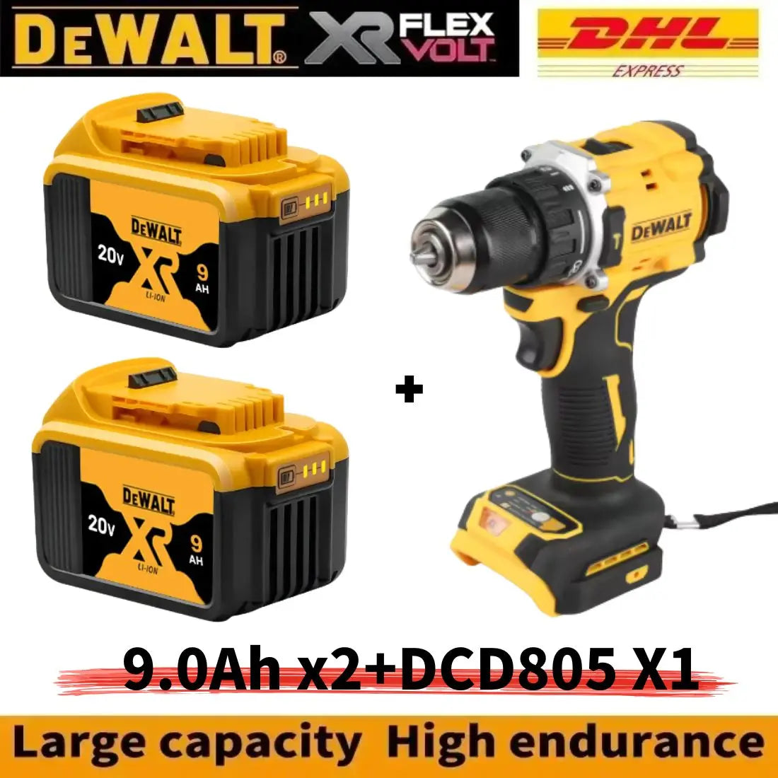 DEWALT Drill and Battery Combo 18V 20V Max Lithium Battery 20V Rechargeable Brushless Compact Electric Screwdriver Hand Drill Impact Drill DCD805