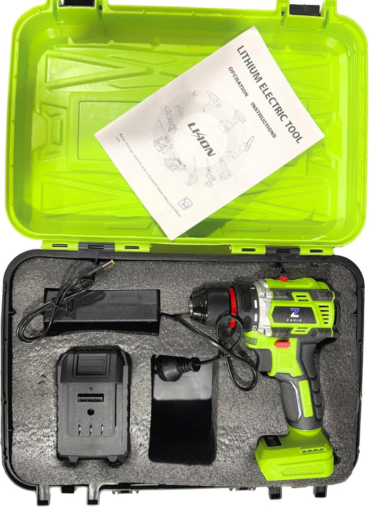 21V Cordless Brushless Power Drill with battery and charger kit in case – 75N.M Torque, 4.0Ah Battery, 2-Speed Variable, Work Light, Metal Chuck for Home DIY & Pro Use