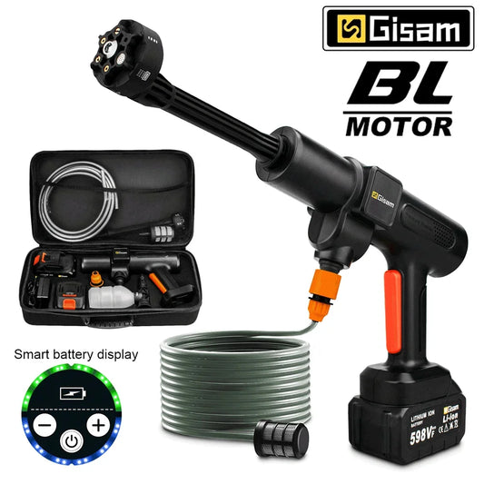 Makita Compatible 18V JV 6 IN 1 Brushless High Pressure Car Washer Gun Wiredless Rechargeable Spray Car Washing Machine Garden Tool for Makita 18VBattery