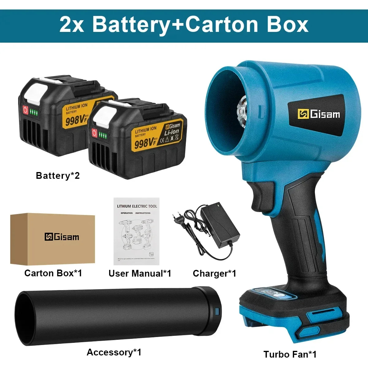 Makita Compatible 18V JV Gisam 300000RPM Brushless Electric Turbo Blowers Jet Fan 400M/S Handheld Leaf Blower Dust Blowing for Makita 18V Battery Pins