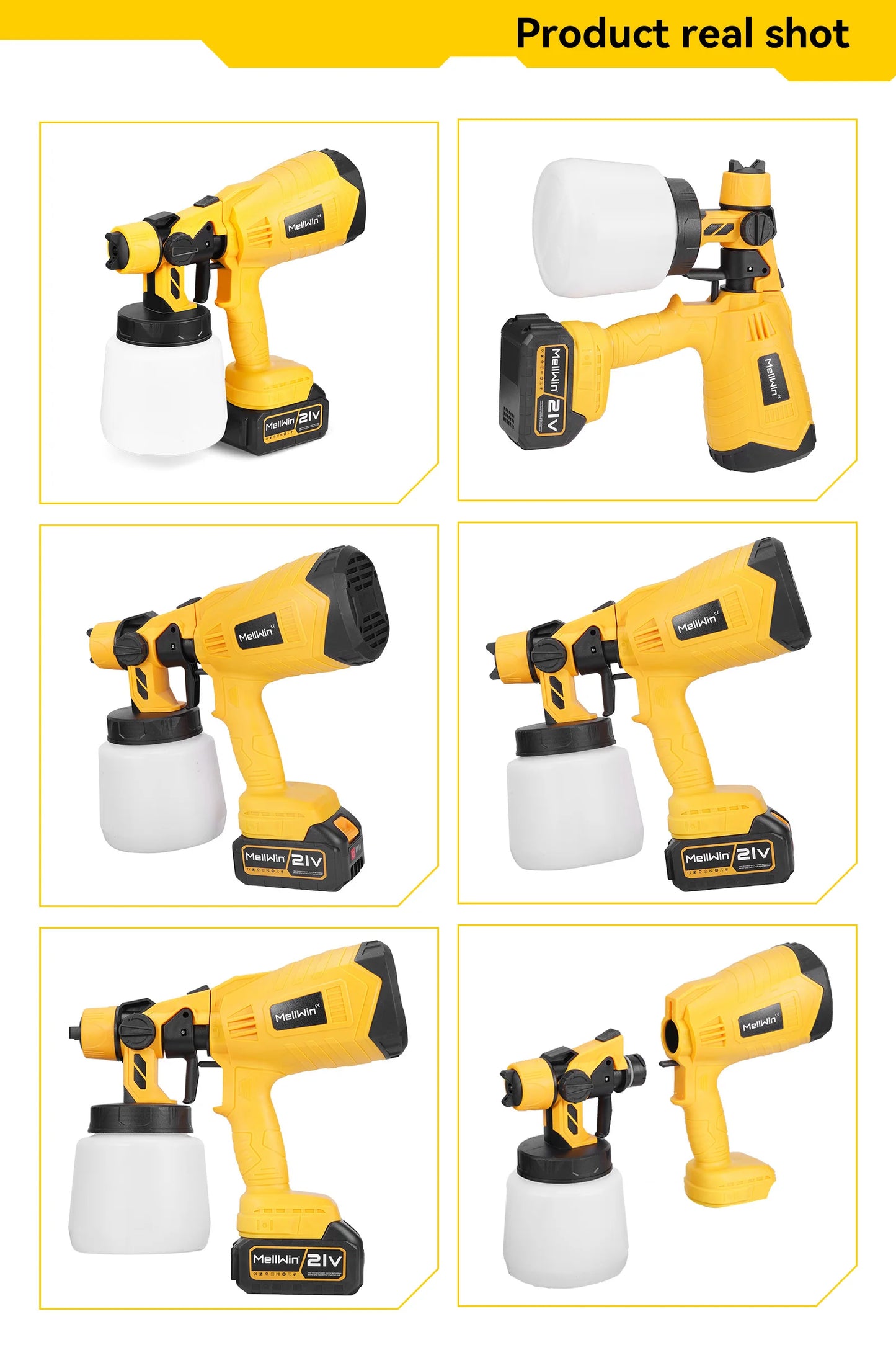 Makita Compatible 18V MELLWIN 1000ML Cordless Electric Spray Gun Household Paint Sprayer Furniture Steel Coating Airbrush For Makita 18V Battery Pin