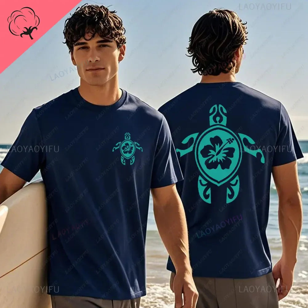 Hawaiian Traditions North Shore JV Printed Hawaii Surfing Men Women White High Qulaty Cotton T-shirt Comfortable Beach-style Surf Tee Tops