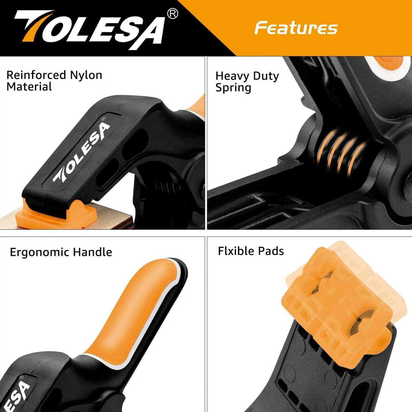 Tolesa T8SC1001 4" Spring Clamps 8pk – Grip, Flex, Repeat